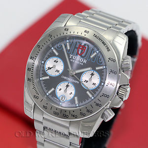 Tudor Chronograph Ref 20300 Stainless Steel Grey Dial Circa 2008- Case Stickers