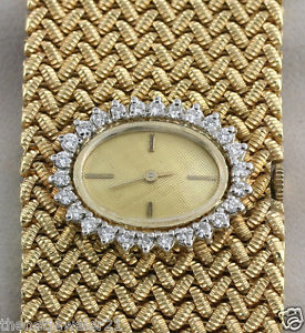 Diamond Lady's Watch Bracelet Vintage 14K Yellow Gold 0.68 cwt 7 inch 85.2 gram