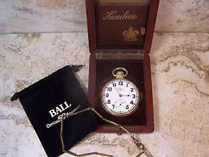 1925 Ball-Hamilton 21 Jewel 999P 14K GF 16s Railroad Lever Set Pocket Watch with
