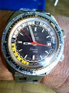 Vintage 1967 Enicar Sherpa GMT Worldtimer EPSA ~ Short Lug