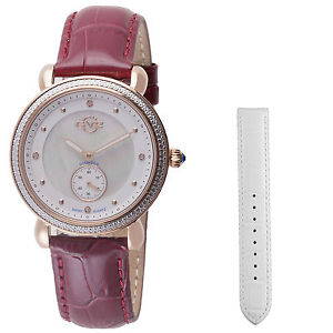 GV2 by Gevril Women's 9835 Marsala - Sub Eye Diamonds Rose-Gold IP Leather Watch
