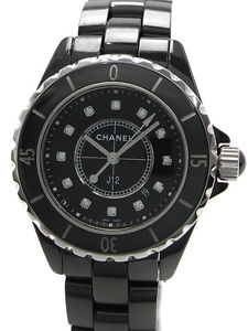 Used[A] Watch CHANEL J12 Black Ceramic 33mm 12P diamond H1625 Quartz black T9Z
