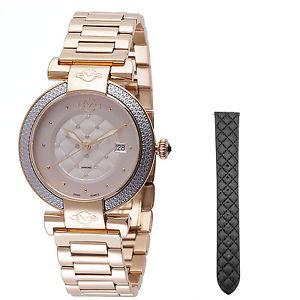 GV2 By Gevril Women's 1502 Berletta Diamonds Gold IP Stainless Steel Wristwatch