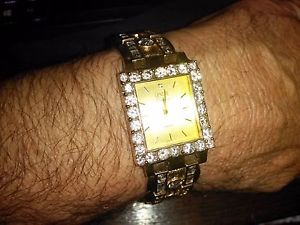 Geneve 10K gold watch with  40cts of CZ's 76.2 grams 10K  gold