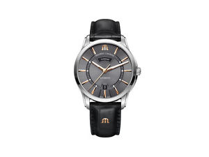 Maurice Lacroix Pontos Day Date Automatic Watch, ML 115, Grey, 24k Gold, Leather