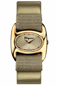 Ferragamo Women's FIE030015 VARINA Diamond Gold IP Beige Leather Watch