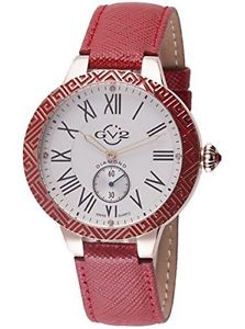 GV2 by Gevril Women's 9121 Astor Enamel Diamond Rosee-Gold IP Leather Wristwatch