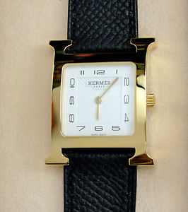 HERMES H-Hour Ladies Watch Gold Plated HH1.501 H-Heure $2,600 Value
