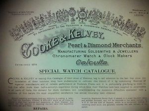 19c COOKE & KELVEY ANTIQUE PRICE CATALOG DIAMOND GOLD & SILVER WATCH POCKET FOB