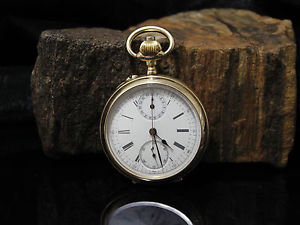 TASCHENUHR / ANKERCHRONOMETER mit CHRONOGRAPH | 750er Gold