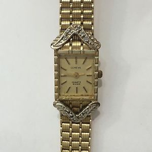Vintage Womens Geneve Watch in 14k Gold Swiss Quartz Movement