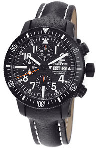 Fortis Men's 638.28.71 L.01 B-42 Black Automatic Chronograph Black Leather Watch