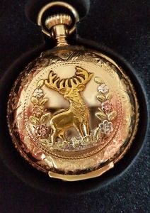 Am. Waltham 6s Pocket Watch SW/S Fancy Multi-Color Solid 14k Gold HC DMK Ca 1911