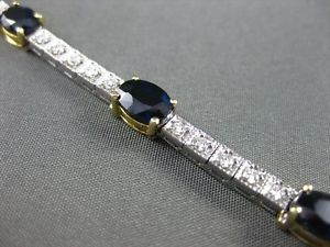 ANTIQUE 8.60CT DIAMOND & AAA SAPPHIRE 14KT WHITE & YELLOW GOLD BRACELET #15253