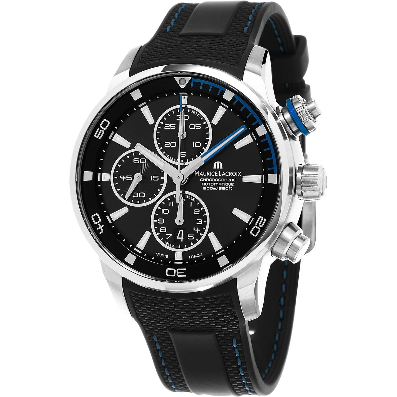 Maurice Lacroix PT6008-SS001-331-1 Mens Black Dial Analog Automatic Watch image 1