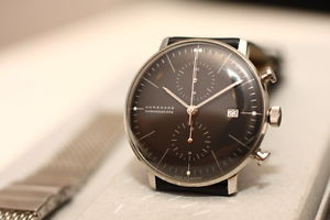 Junghans Max Bill Chronoscope Black Automatic 027/4601.00 with Milanaise Leather