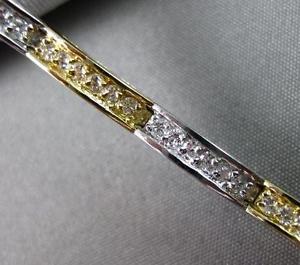ESTATE 1.38CT DIAMOND 14KT YELLOW & WHITE GOLD FILIGREE TENNIS BRACELET #9442