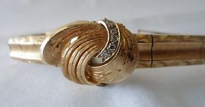 BEAUTIFUL 14K GOLD DIAMONDS COVERED WIND UP WATCH WORKS FINE