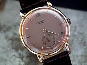 1950's Solid 18ct Rose Gold Oversize Universal Geneve Gents Vintage Watch
