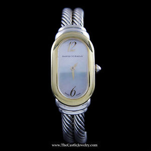 David Yurman Mother of Pearl Cable Watch Sterling Silver & 18K T408-M85