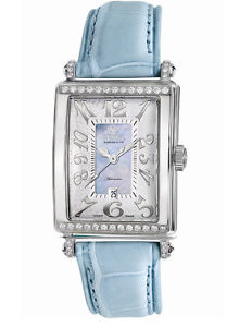 Gevril Women's 6207NT Glamour Automatic Diamond MOP Dial  Blue Leather Watch