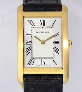 Bucherer Dresswatch 18K Yellow Gold Flat roman Klassiker Tank