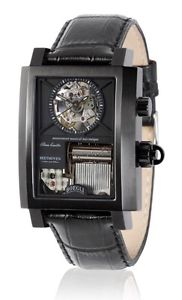 Boegli MUSICAL WATCH Beethoven Black Midnight Classic Rock M.803 Swiss Tank Mens