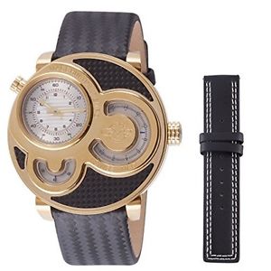 GV2 by Gevril Men's 8304 Macchina Del Tempo Interchangeable Black Leather Watch
