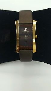 18K Yellow Gold Bertolucci Watch with Brown Face & Band Authentic