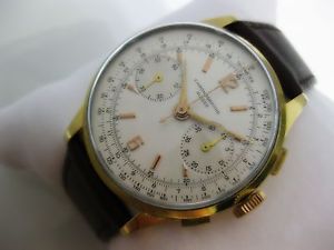 VINTAGE RARE '60 CHRONOGRAPHE SUISSE MECHANICAL WATCH ORO GOLD 18 Kt MASSICCIO