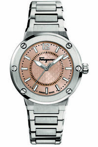 Ferragamo Women's FIG030015 F-80 Diamonds Luminous Champagne Dial Steel Watch