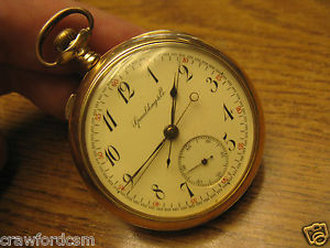 RARE Spaulding Co Chicago Touchon Split Second Chronograph 14k Gold Pocket Watch