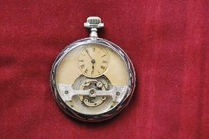 Rare silver watch with tourbillon system "MOBILIS"