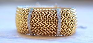 Vintage 14K Gold And Diamond Covered Wrist Watch