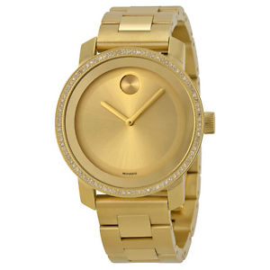 MOVADO Bold Diamond Gold Dial Gold Ion-plated Stainless Steel Ladies Watch