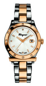 Ferragamo Women FF3080014 Ferragamo 1898 Diamond Gold IP Date Steel Watch