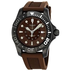 Victorinox 241562 Mens Brown Dial Analog Automatic Watch with Rubber Strap