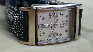 1940s Mens Bulova Watch 14K Gold Diamond Dial/Face~Vintage Wristwatch