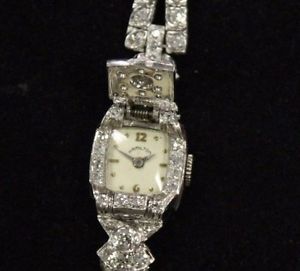 HAMILTON  PLATINUM  DIAMOND WATCH REAL VINTAGE DINNER WATCH