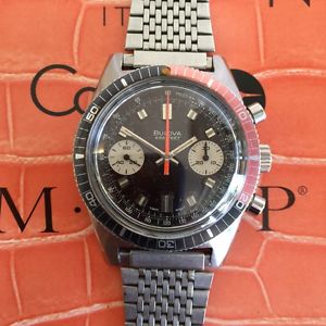 Vintage 1970s Bulova 666 Tropical Diver Chronograph Watch Valjoux 7733