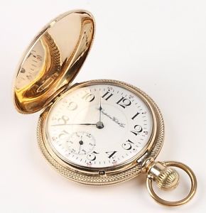 Gorgeous Heavy 14K Gold 16S 21J Wm McKinley Hampden Hunter Railroad Pocket Watch
