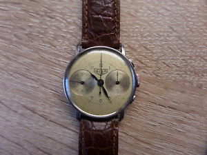 Vintage Heuer Chronograph"Big Eye",Bj.ca.1940,Edelstahl,Landeron cal.13 Selten!