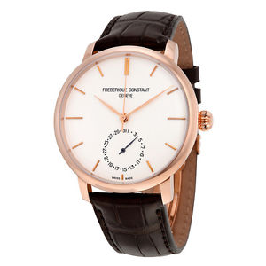 Frederique Constant Slimline Silver Dial Brown Leather Mens Watch FC-710V4S4