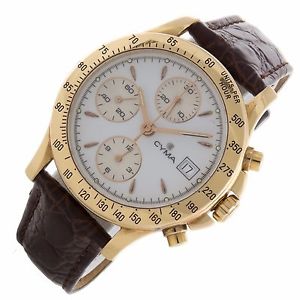 Cyma 18k Solid Yellow Gold Chronograph Date Swiss made automatic mens watch