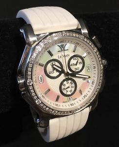 LeVian Ladies Diamond White Silicone Day/Date Swiss Chronograph Watch ZAG 245