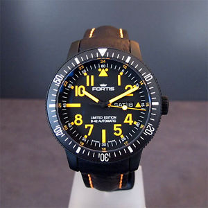 FORTIS B-42 BLACK MARS 500 AUTOMATIC TITAN LIMITIERT NEU ORANGE UHR