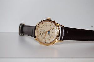 VINTAGE TRIPLE  DATE  MOON  PHASE SOLID 18K GOLD  GUBELIN  AUTOMATIC SCREW BACK