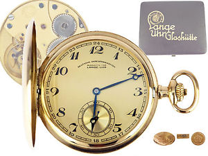 A. Lange & Söhne Glashütte Dresden 14 K 585 Gold Sprungdeckel Taschenuhr OLIW