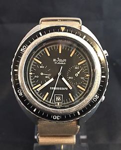 Huge Vintage Lejour Chronograph Dive Watch Valjoux 7734