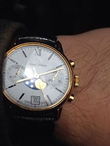 VINTAGE RARE SOLID SILVER   SAINT BLAISE MOON PHASE CHRONOGRAPH
